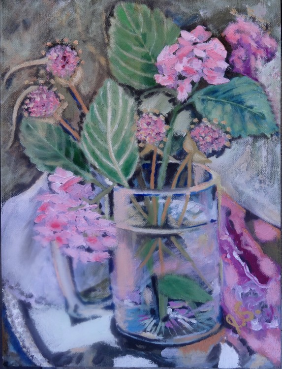 Bouquet with hydrangea and garlic
