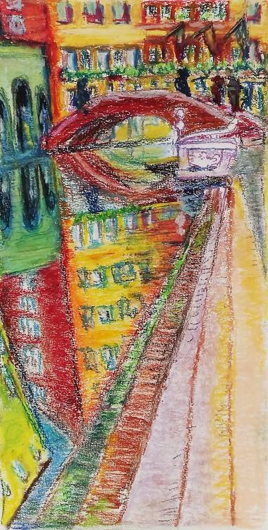 Venice, coloured bridge and stairs -where is the t
