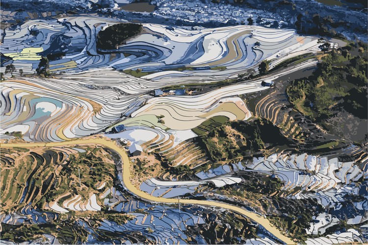 Terraced fields in vector format (.AI)