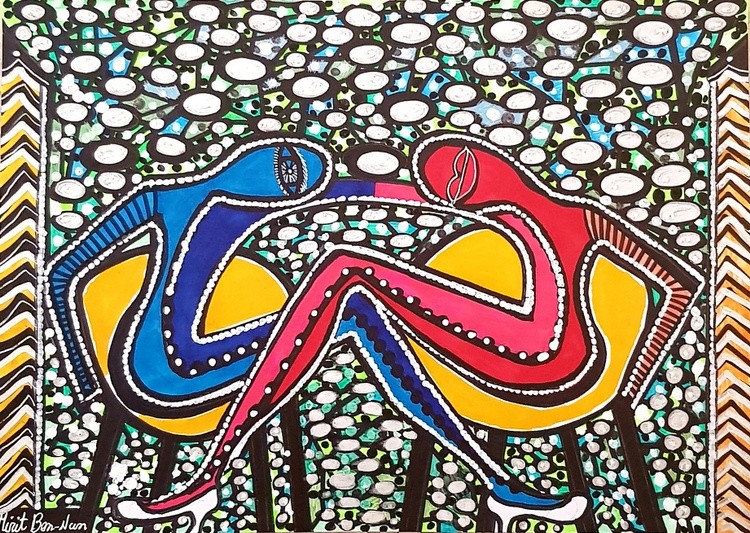 Artist Israel autentic primitive paintings and drawings Mirit Ben-Nun