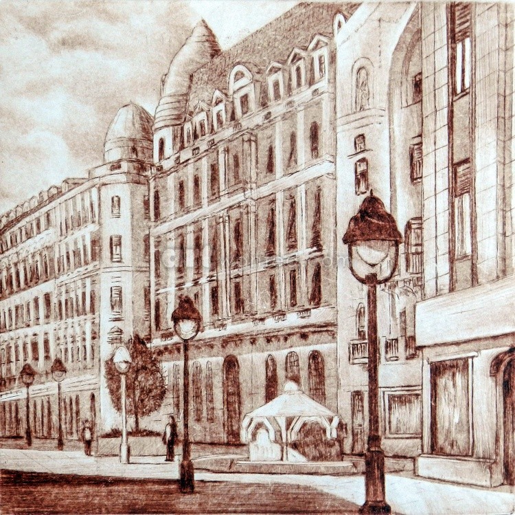 Knez Mihailova Street in Belgrade. Artistic souvenir of Belgrade