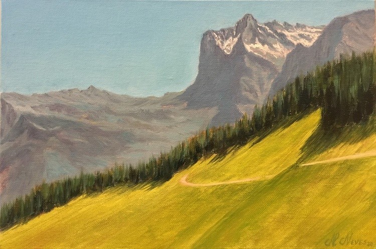 Alpes Suicos - Oleo sobre Tela (20 x 30 cm) Swiss Alps - Oil on Canvas (20 x 30 cm) Estudo da paleta