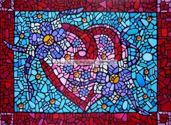 Mossaic Heart and Flowers
