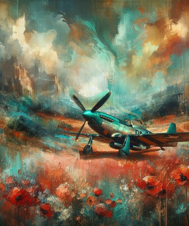 P51 Mustang in field