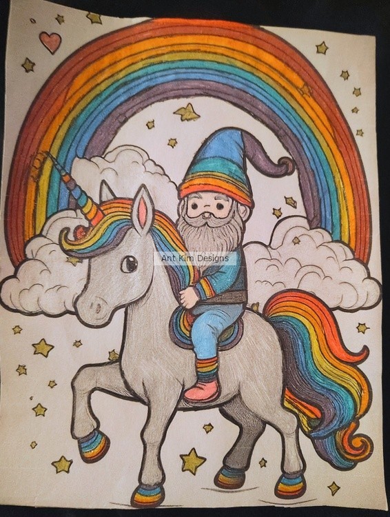 Gnome on a Rainbow Unicorn