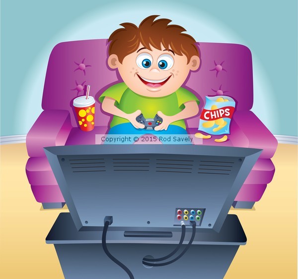Kid playing Video Game On Couch
