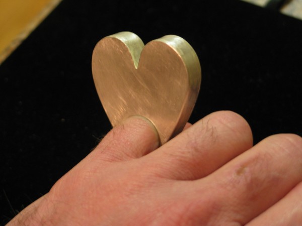 Handmade fabricated sterling silver Heart ring. Ma