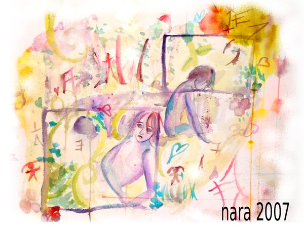 2 figures in a landscape