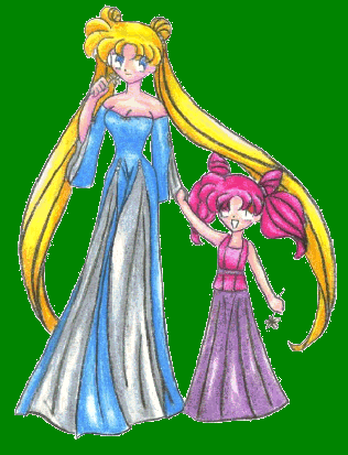 Chibiusa and Usagi dressed up