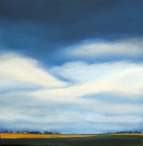 blue roofs, golden fields