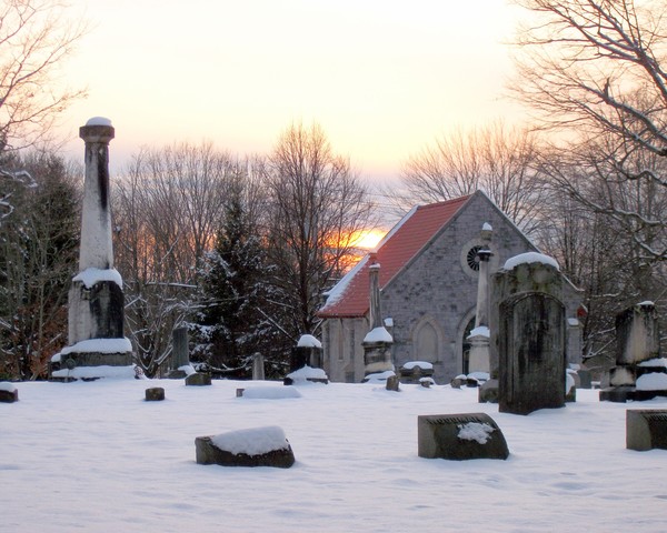 Winter Sunset In A Cemetery