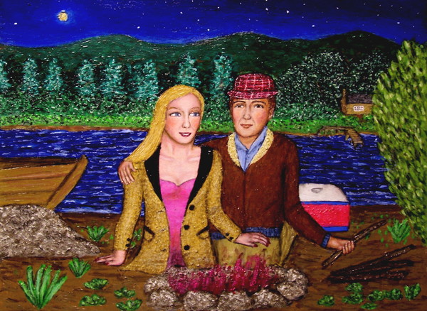 Campfire Idyll - Figurative Landscape