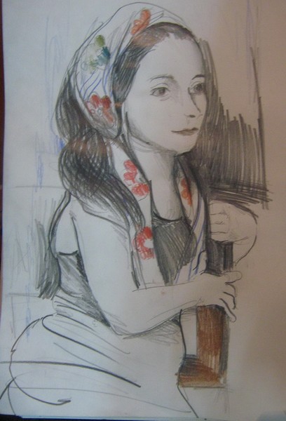 a girl sitting