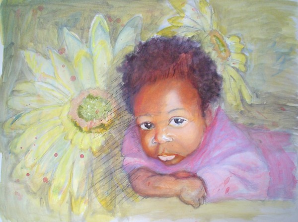 Gabby with sunflowers