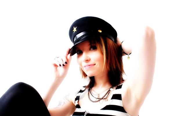hat on the lady