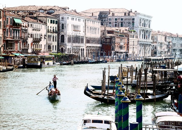 Venice, in the style of a vintage postcard