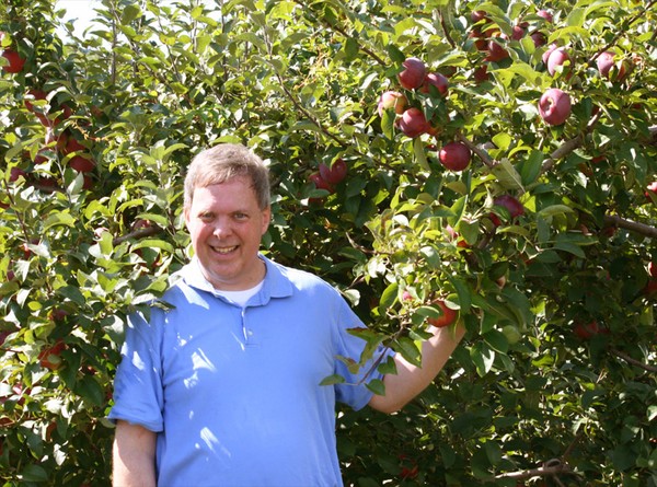 In the apple orchard (that's me)