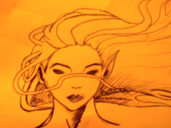 wind blowing on girl