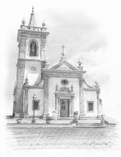 portugal church pencil portrait