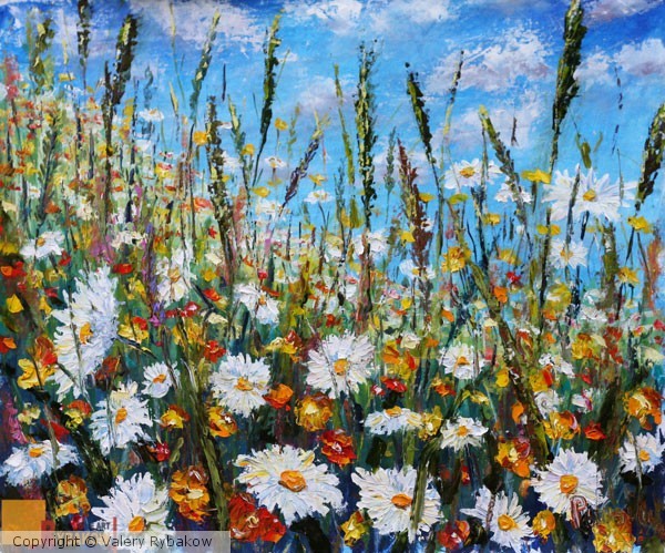 Flower painting Glade summer flowers.