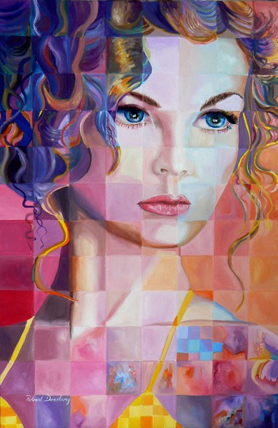 Curly hair in bright colours