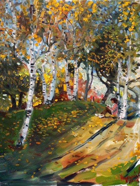 Reading in the Park 18x24