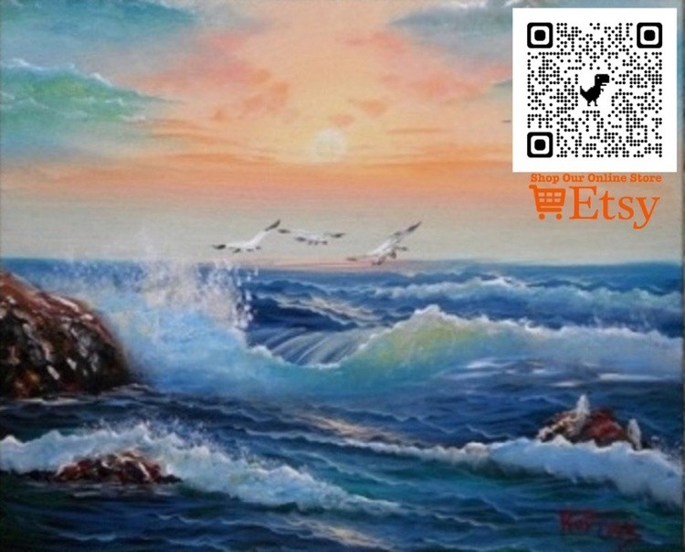 Thermaikos, Thessaloniki Greece - Handmade, Original Oil Painting on Canvas. Seascape $37.00