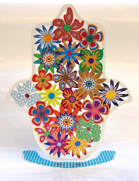 Pink Flowers Hamsa - Best Wishes by Galia Armeland