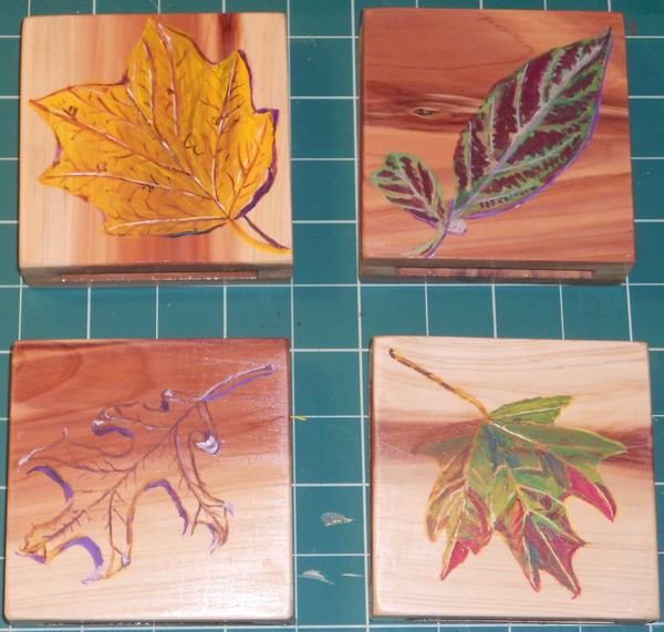 Autumn Leaves Acrylic Paintings on Cedar