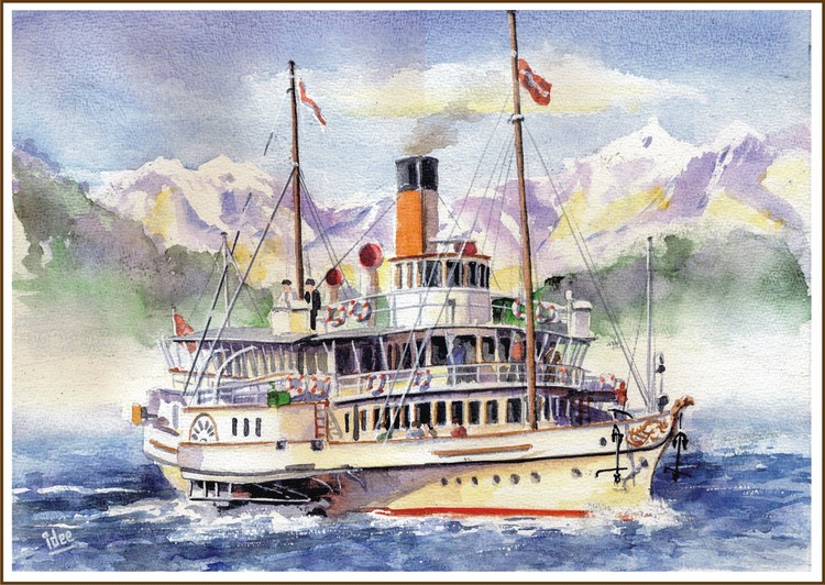 Paddle boat on lake Geneva