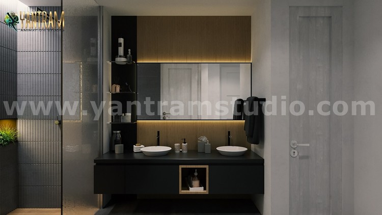 Dark stylist inspiration bathroom 3d interior rendering Ideas by Architectural Visualisation Studio