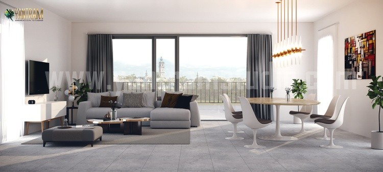 Modern Living room with Dining area concept of Interior Design Firms by Architectural Design Studio