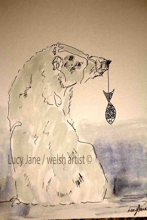 POLAR BEAR WITH JUST ONE LITTLE FISH 