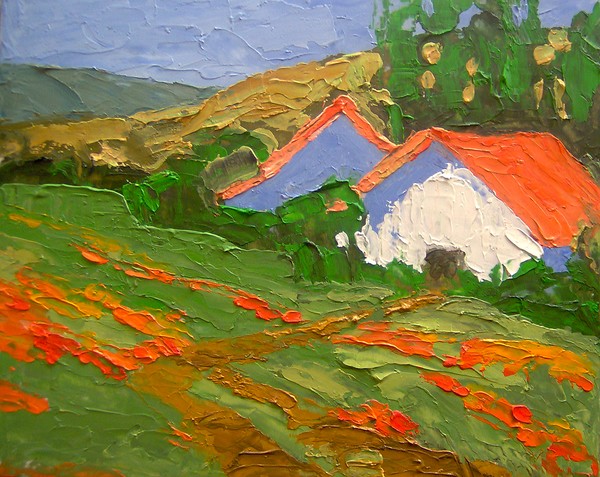 California Barns and Poppies