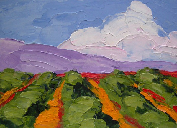 CALIFORNIA FARM FIELDS~Impressionist Painting