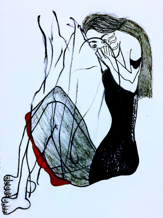 Crying Woman Mourns and Yearns 