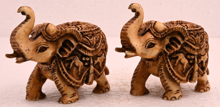 Antique Sculpture Elephant Pair 