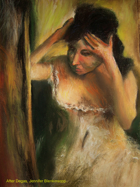 After Degas, girl in the mirror.