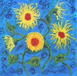 expressionistic sunflowers