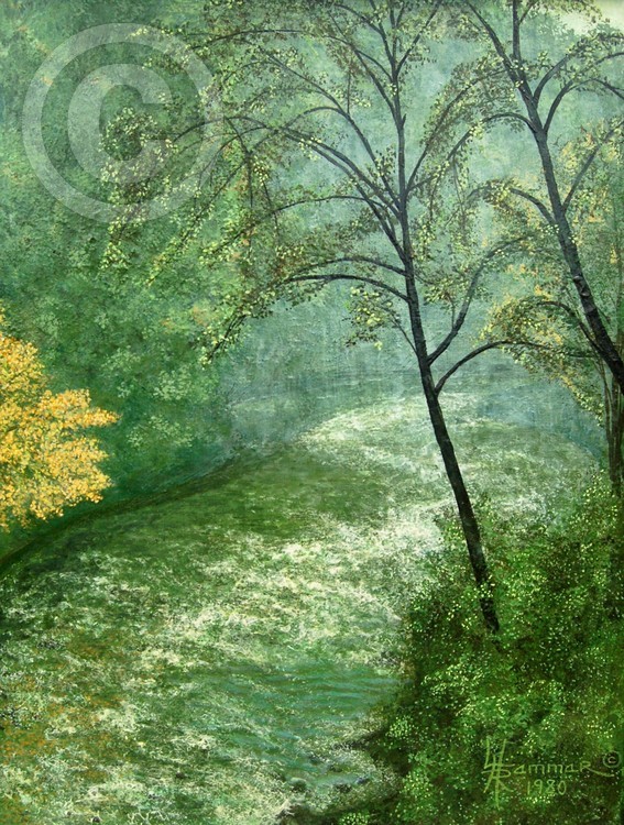 River in the Forest Acrylic Painting