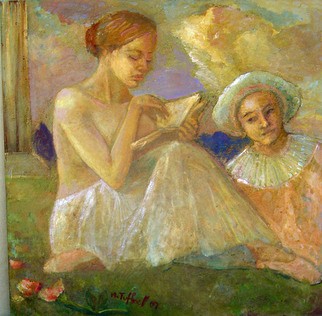 ballerina and clown (she tries to read)
