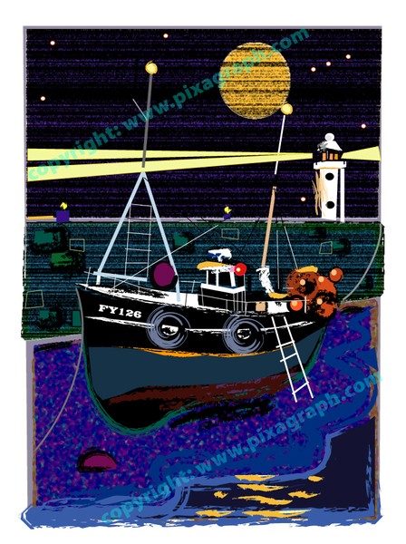 mevagissey fishing boat (night)