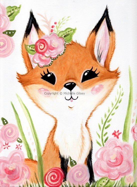 Fox in Flowers Nursery Art 
