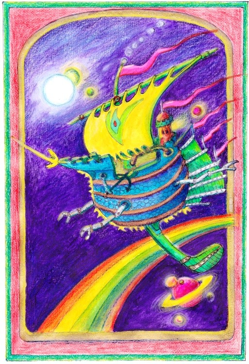 color bubble ship print