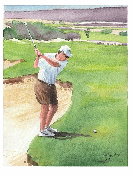 golfer watercolor mike theuer