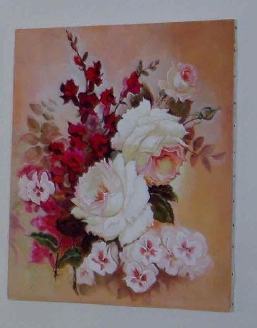 lion flower white roses and pansies