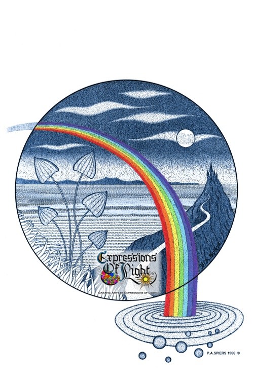 ExpoLight-Graphic-Arts-Magic-Mushrooms-1988-0001 (Pen-&-Ink-Blue-Sepia-Coloured-SP)