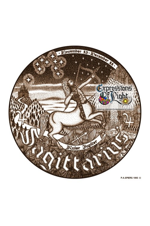 ExpoLight-Graphic-Arts-Zodiac-1993-0009-Sagittarious (Pen-&-Ink-Sepia-SP)