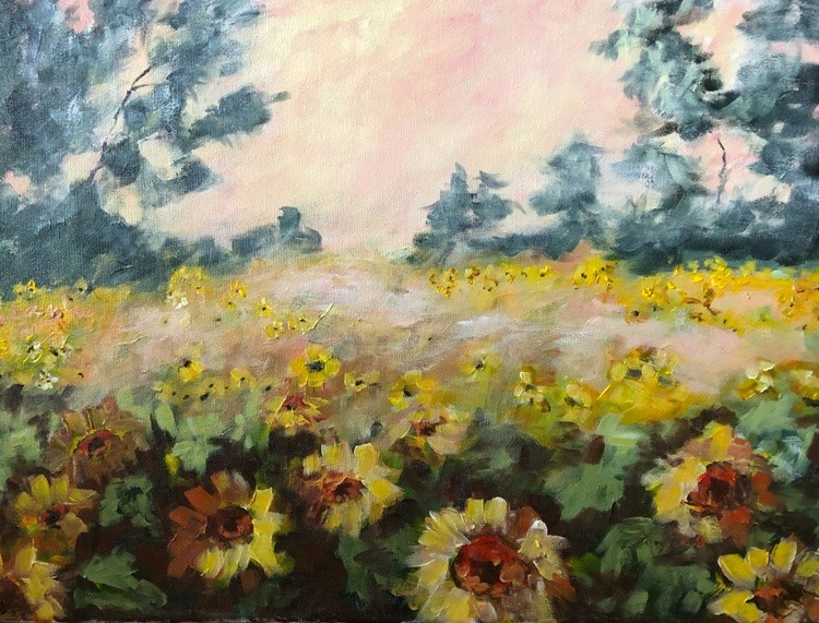 Sunflowers at Dawn 16x20