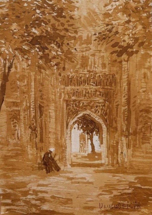 Pilgrim at the mausoleum Guri-emir